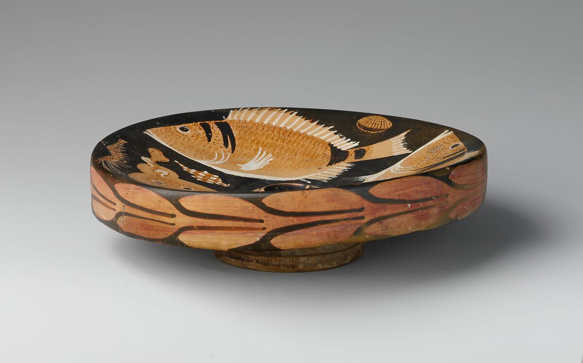 Terracotta fish-plate, Attributed to the Helgoland Painter, Terracotta, Greek, South Italian, Campanian