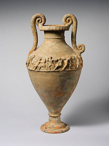 Terracotta neck-amphora (jar), Attributed to the Bolsena Group, Terracotta, Etruscan 