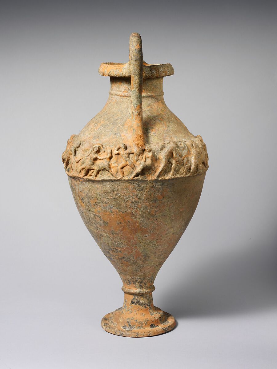 Terracotta neck-amphora (jar), Attributed to the Bolsena Group, Terracotta, Etruscan