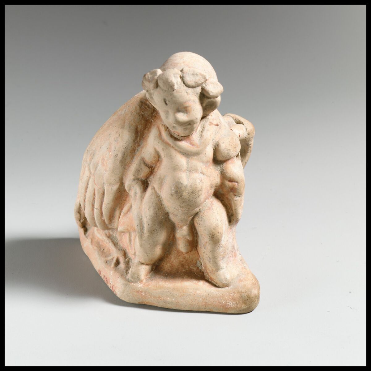 Terracotta vase in the form of a pygmy carrying a dead crane, Attributed to the Magenta Class, Terracotta, Greek, South Italian