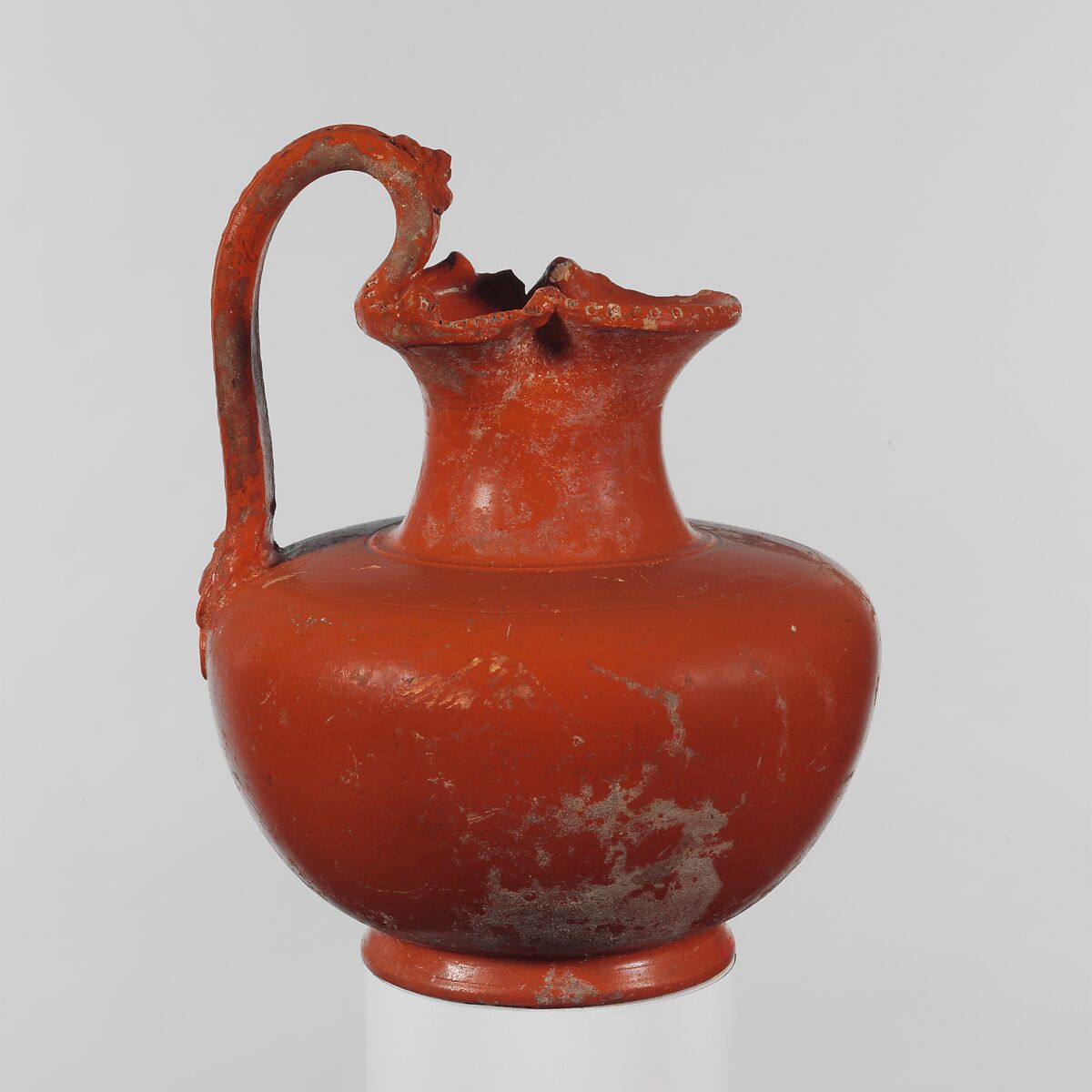 Terracotta oinochoe (wine jug), Terracotta, Roman 