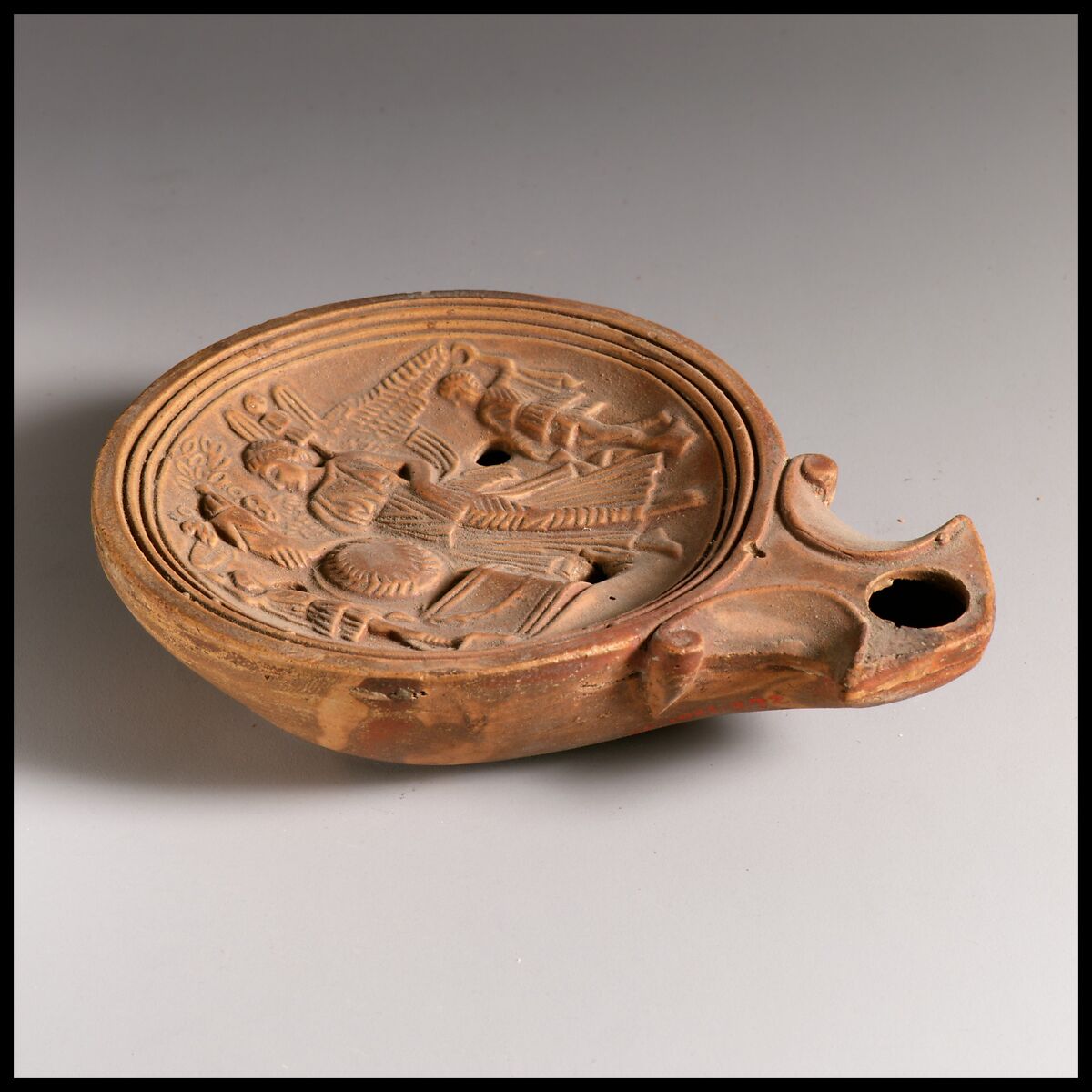 Terracotta oil lamp, Terracotta, Roman