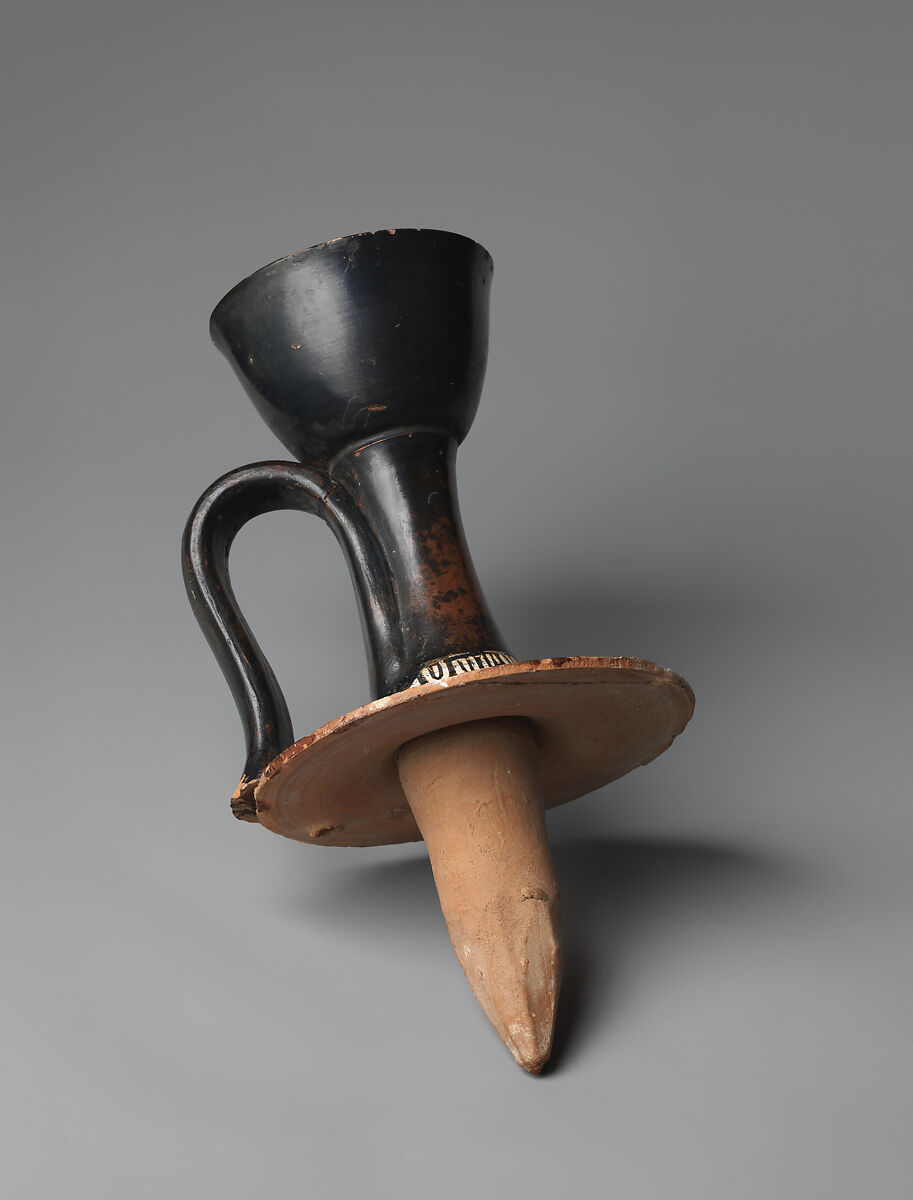 Terracotta lekythos (oil flask), Attributed to the Inscription Painter, Terracotta, Greek, Attic