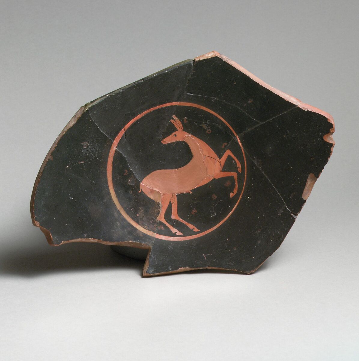 Kylix fragment, Attributed to Oltos, Terracotta, Greek, Attic 