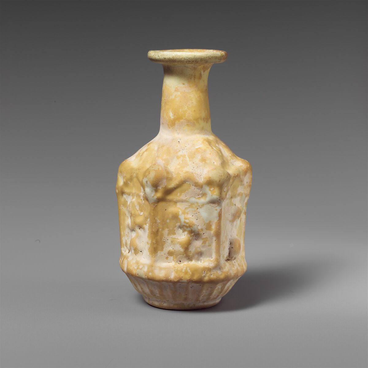 Glass hexagonal bottle, Glass, Roman 