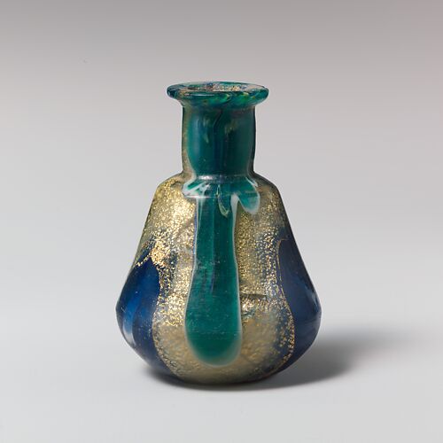 Glass gold-band mosaic bottle