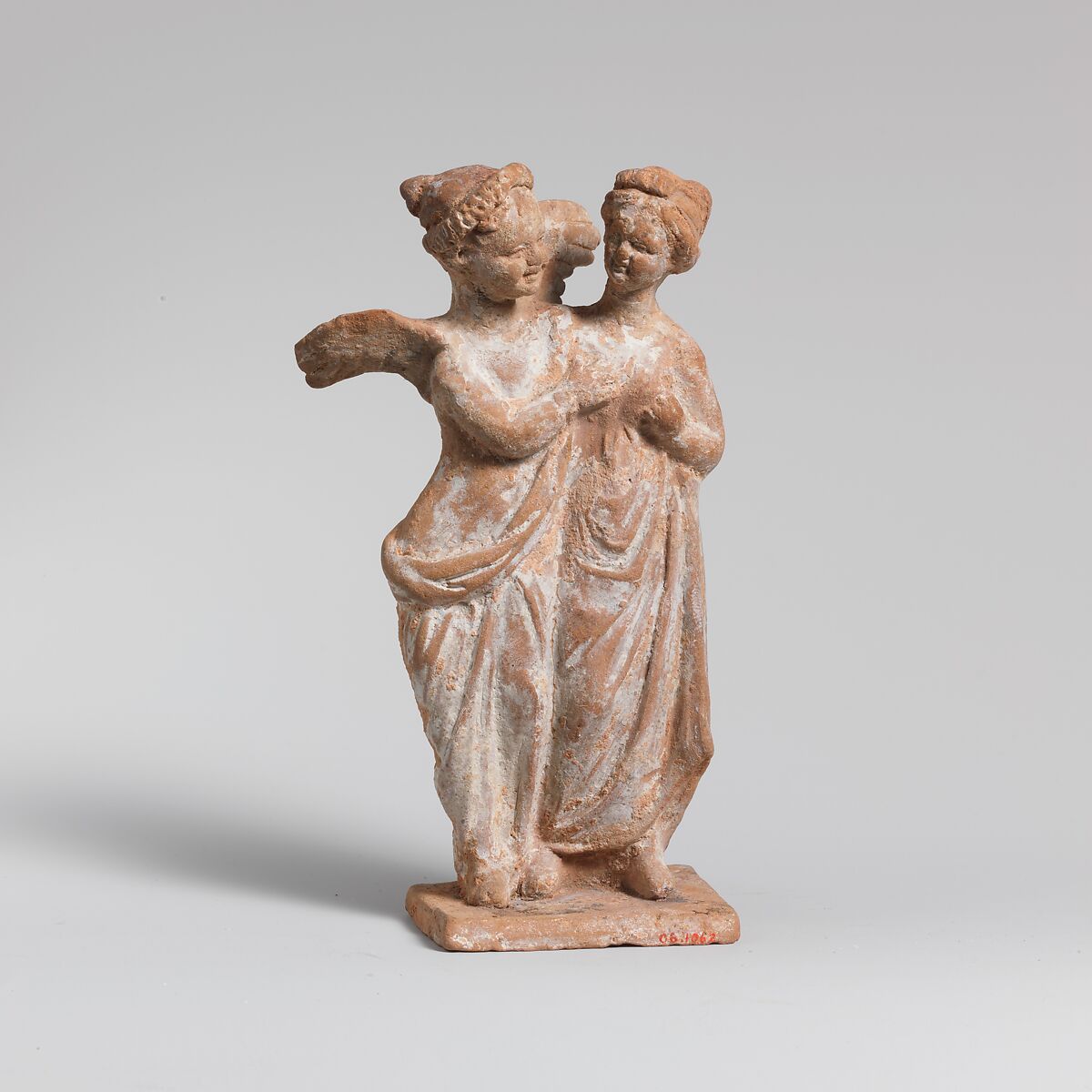 Terracotta statuette of Eros and Psyche, Terracotta, Greek, Boeotian 