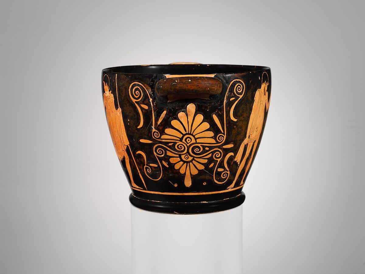 Terracotta skyphos (deep drinking cup), Attributed to the Penthesilea Painter, Terracotta, Greek, Attic