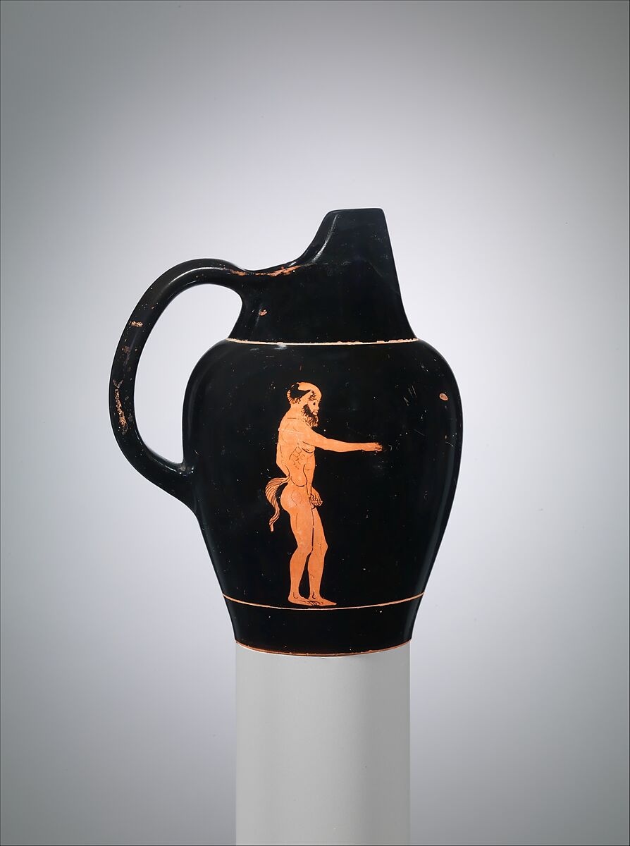 Terracotta oinochoe (jug), Attributed to the Painter of Louvre CA 1694, Terracotta, Greek, Attic