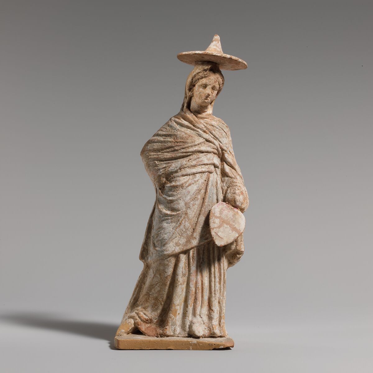 Terracotta statuette of a woman, Terracotta, Greek, Boeotian 