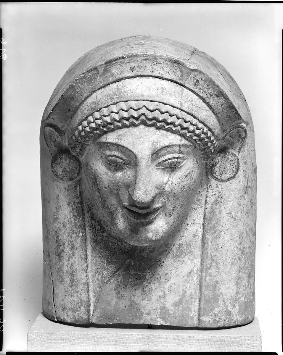 Terracotta protome of a goddess, Terracotta, Greek, Rhodian 