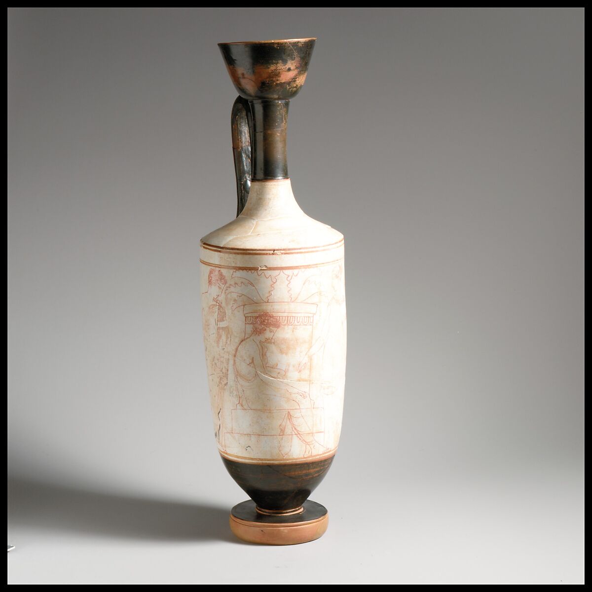 Terracotta lekythos (oil flask), Attributed to the Woman Painter, Terracotta, Greek, Attic
