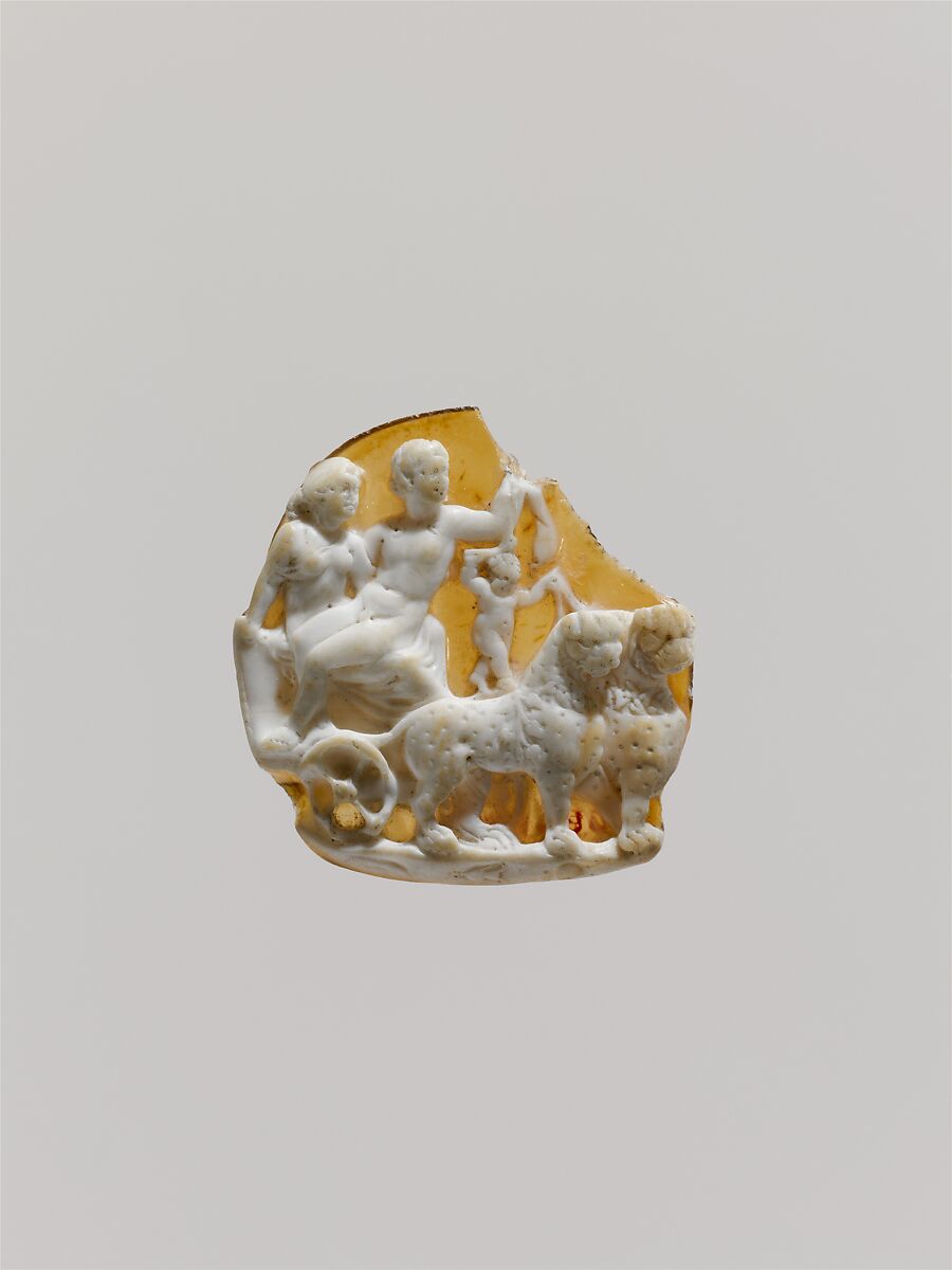 Sardonyx cameo with Dionysus and Ariadne, Sardonyx, Greek or Roman