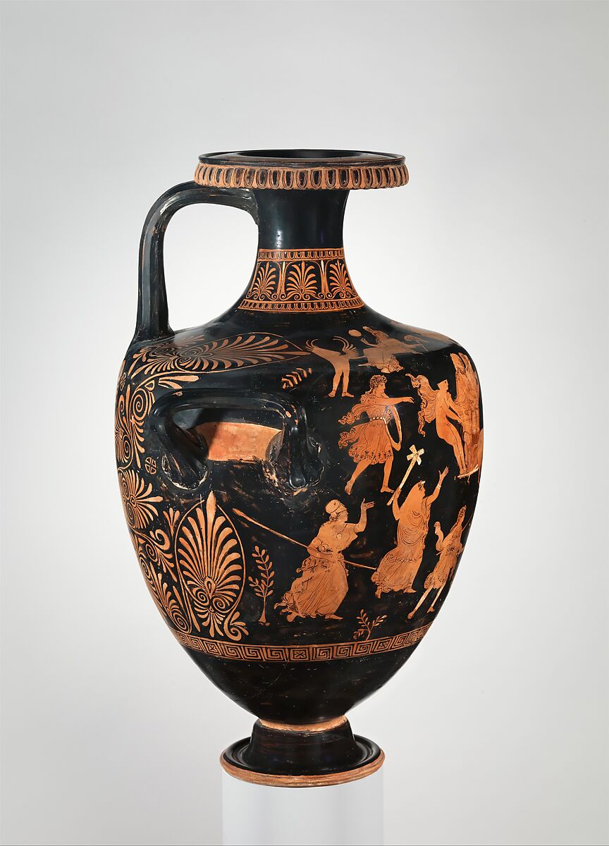 Terracotta hydria (water jar), Attributed to the Group of B.M. F 308, Terracotta, Greek, South Italian, Apulian