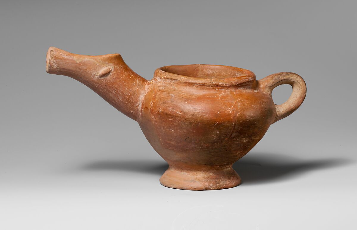 Terracotta side-spouted jug, Terracotta, Minoan 