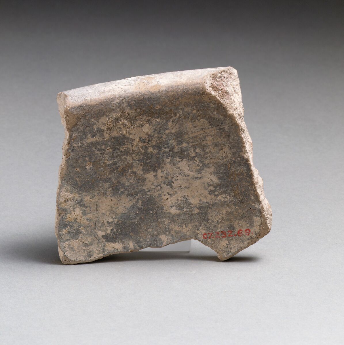 Terracotta rim fragment with cross-hatching, Terracotta, Minoan