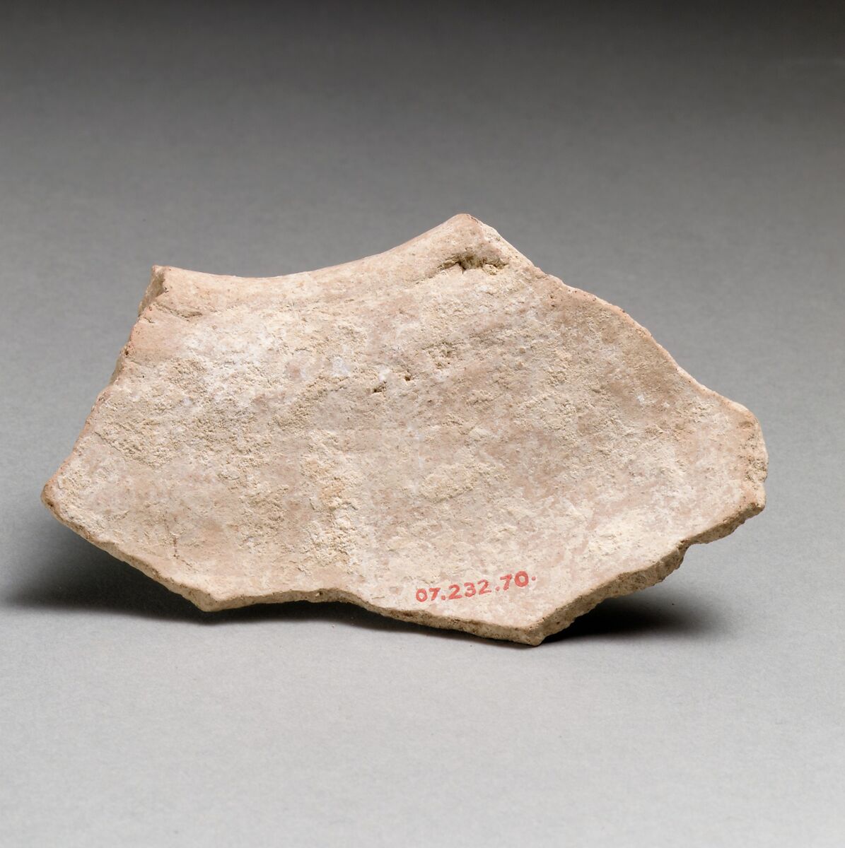 Terracotta rim fragment with cross-hatched lozenges, Terracotta, Minoan
