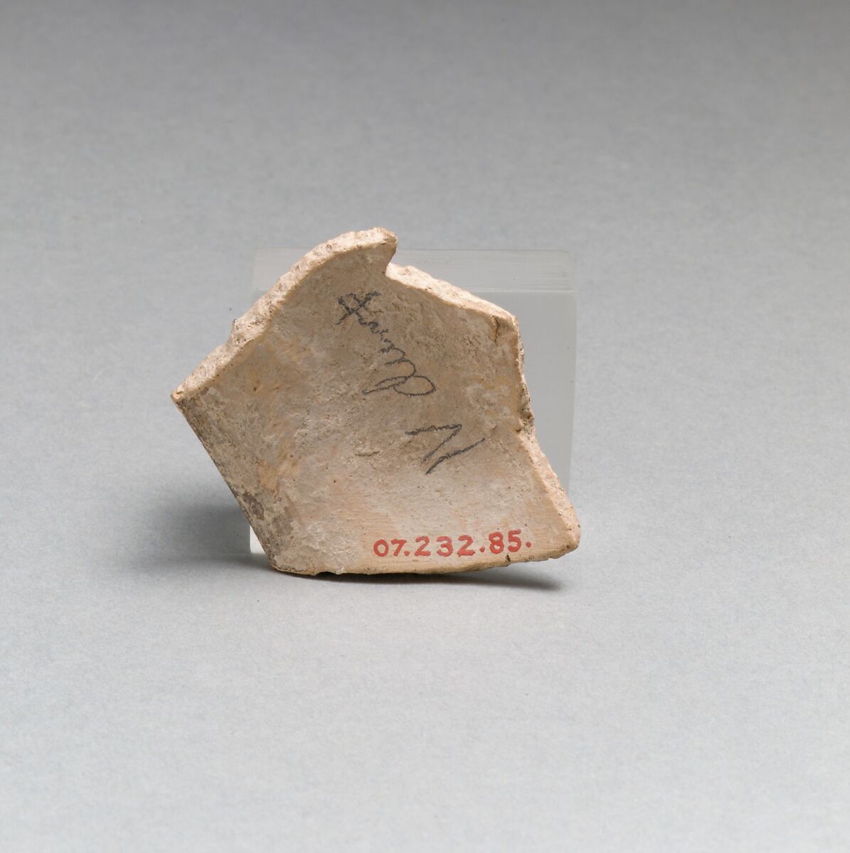 Terracotta rim fragment with bands and dots, Terracotta, Minoan