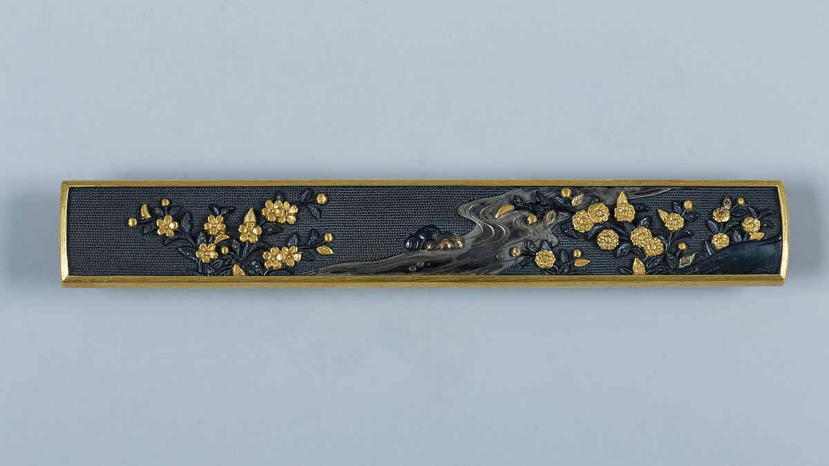 Knife Handle (Kozuka), Gotō Tsūjō (Japanese, Mitsunobu, 1664–1721, eleventh-generation Gotō master), Copper-gold alloy (shakudō), gold, silver, Japanese 