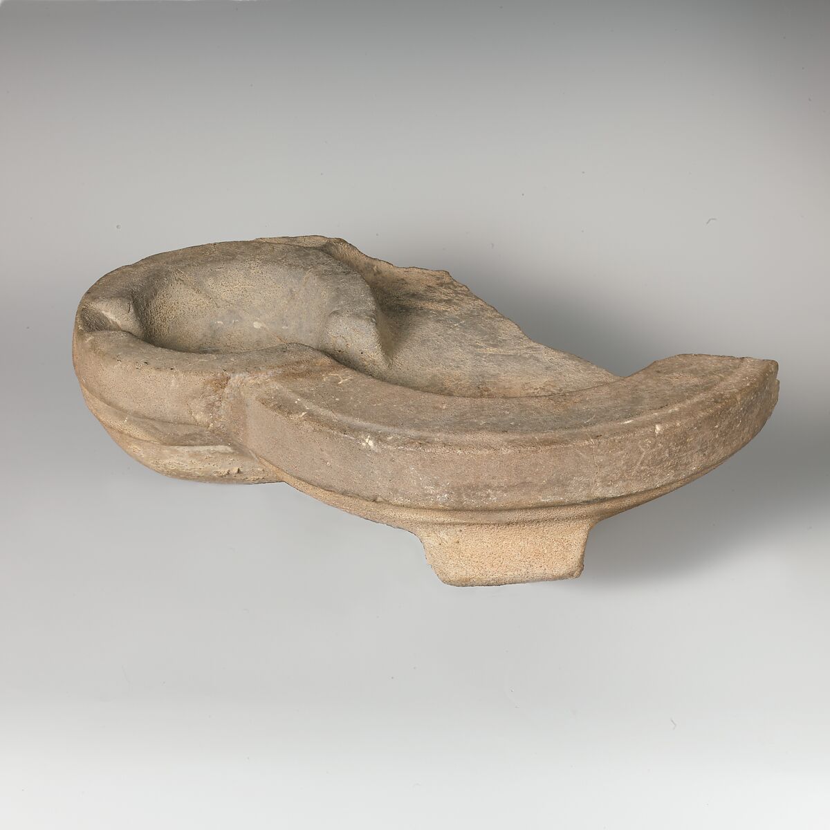 Fragmentary stone oil lamp, Stone, Minoan 