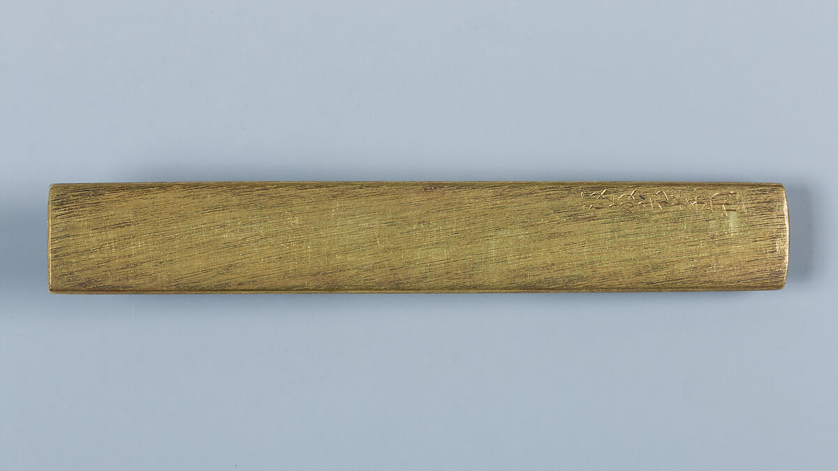 Knife Handle (Kozuka), Inscribed by Gotō Mitsutaka (Enjō) (Japanese, 1722–1784, thirteenth-generation Gotō master), Copper-gold alloy (shakudō), silver, Japanese