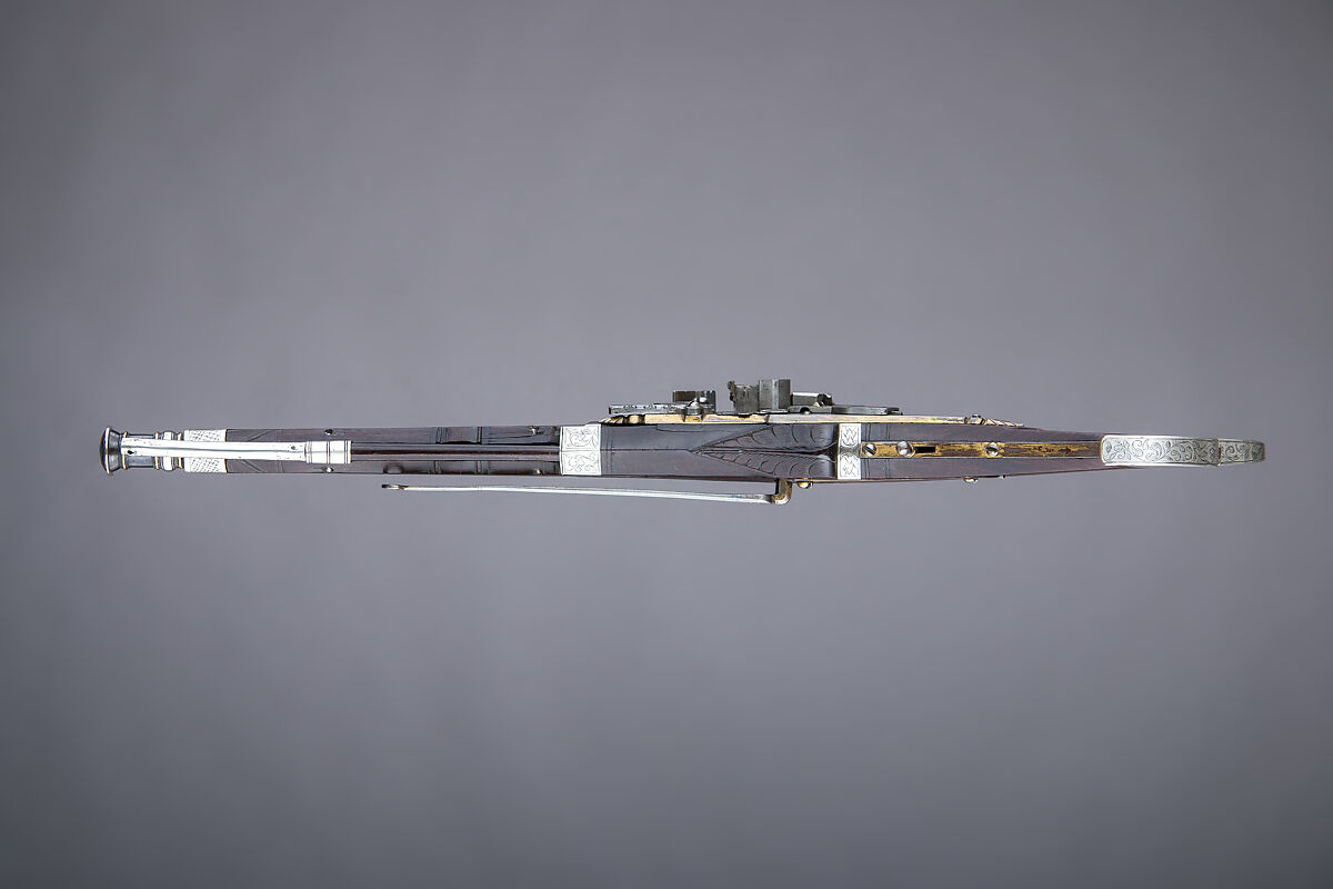 Snaphaunce Pistol Made for Wilhelm, Duke of Kurland, Steel, gold, silver, wood (brazilwood), Scottish