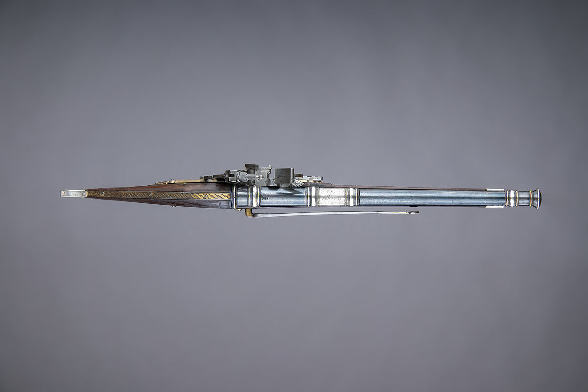 Snaphaunce Pistol Made for Wilhelm, Duke of Kurland, Steel, gold, silver, wood (brazilwood), Scottish