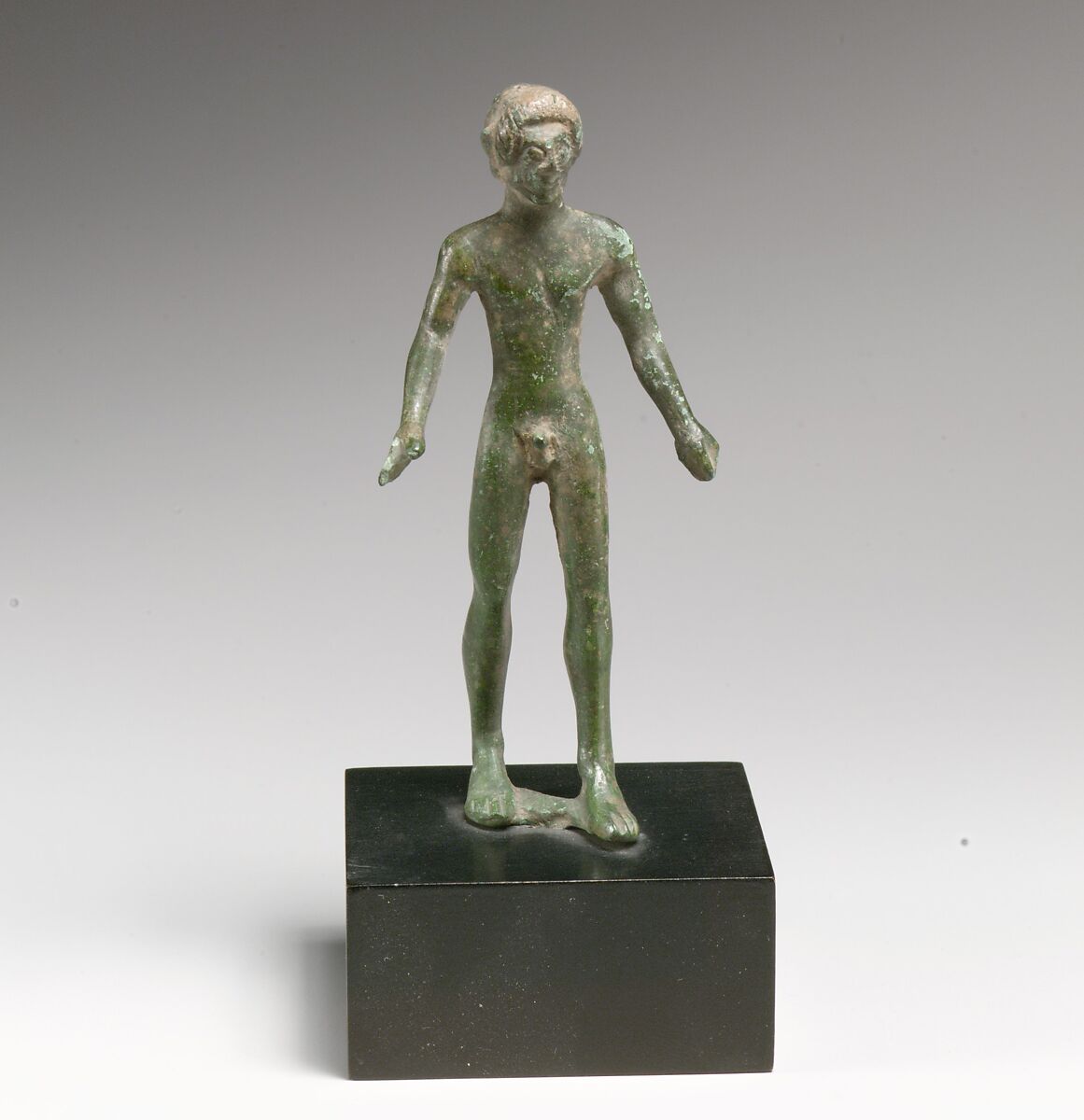 Bronze statuette of a nude youth, Bronze, Etruscan 
