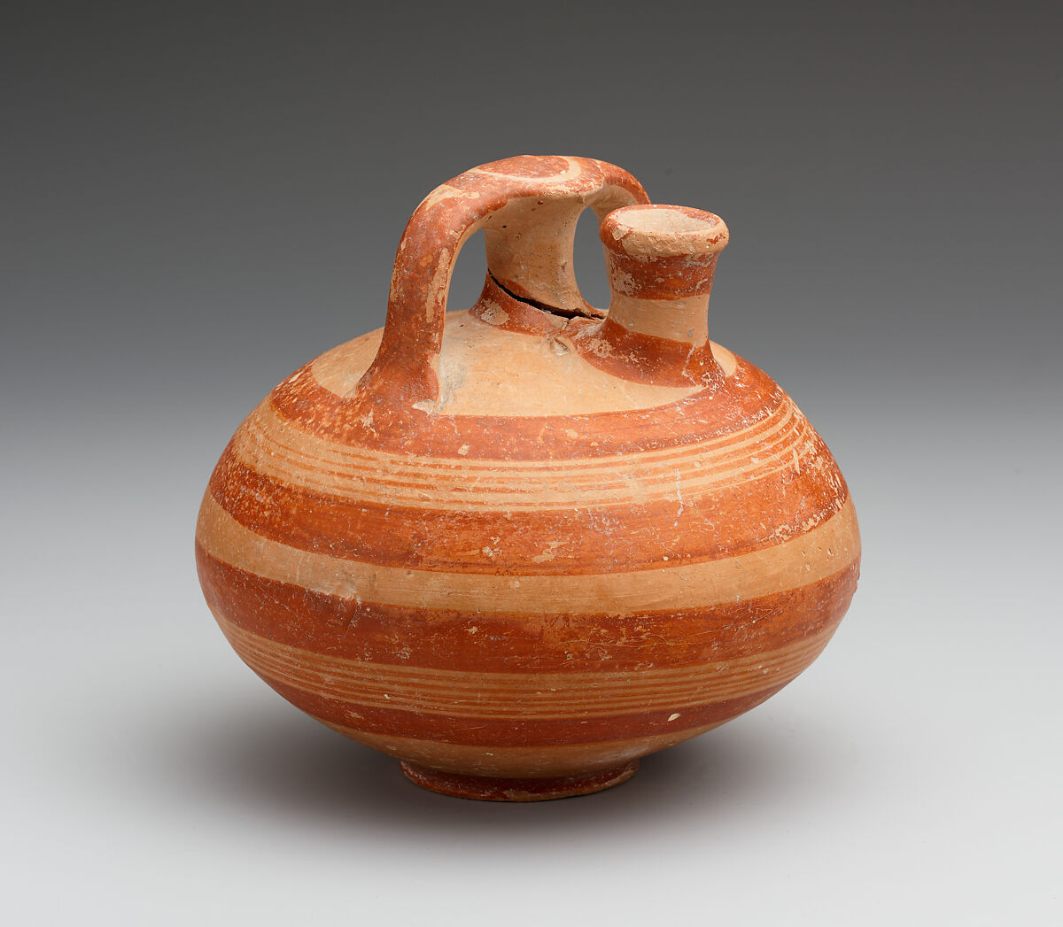Terracotta stirrup jar, Terracotta, Helladic, Mycenaean
