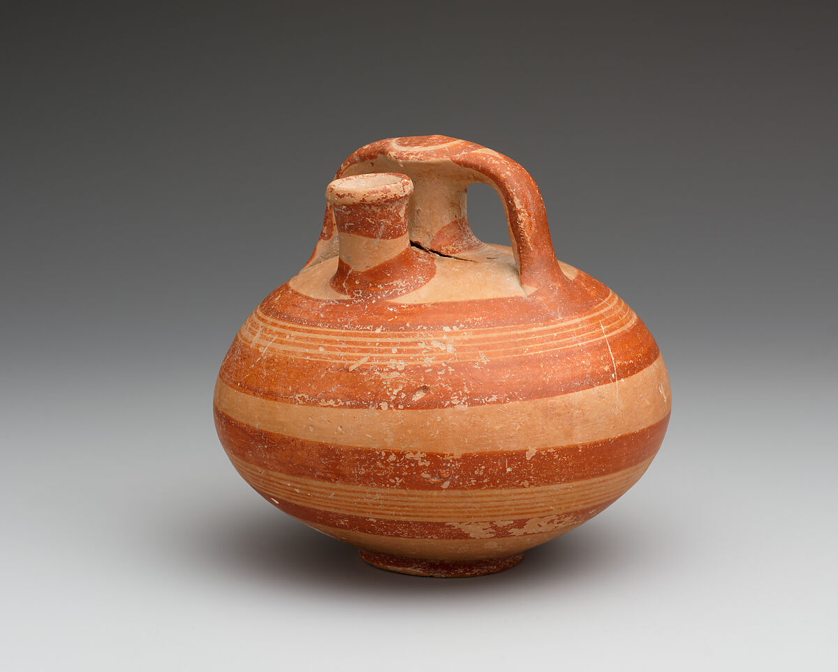 Terracotta stirrup jar, Terracotta, Helladic, Mycenaean
