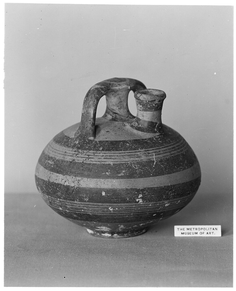 Terracotta stirrup jar, Terracotta, Helladic, Mycenaean 