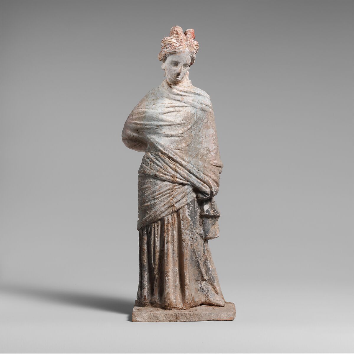 Terracotta draped woman, Terracotta, Greek, Boeotian 