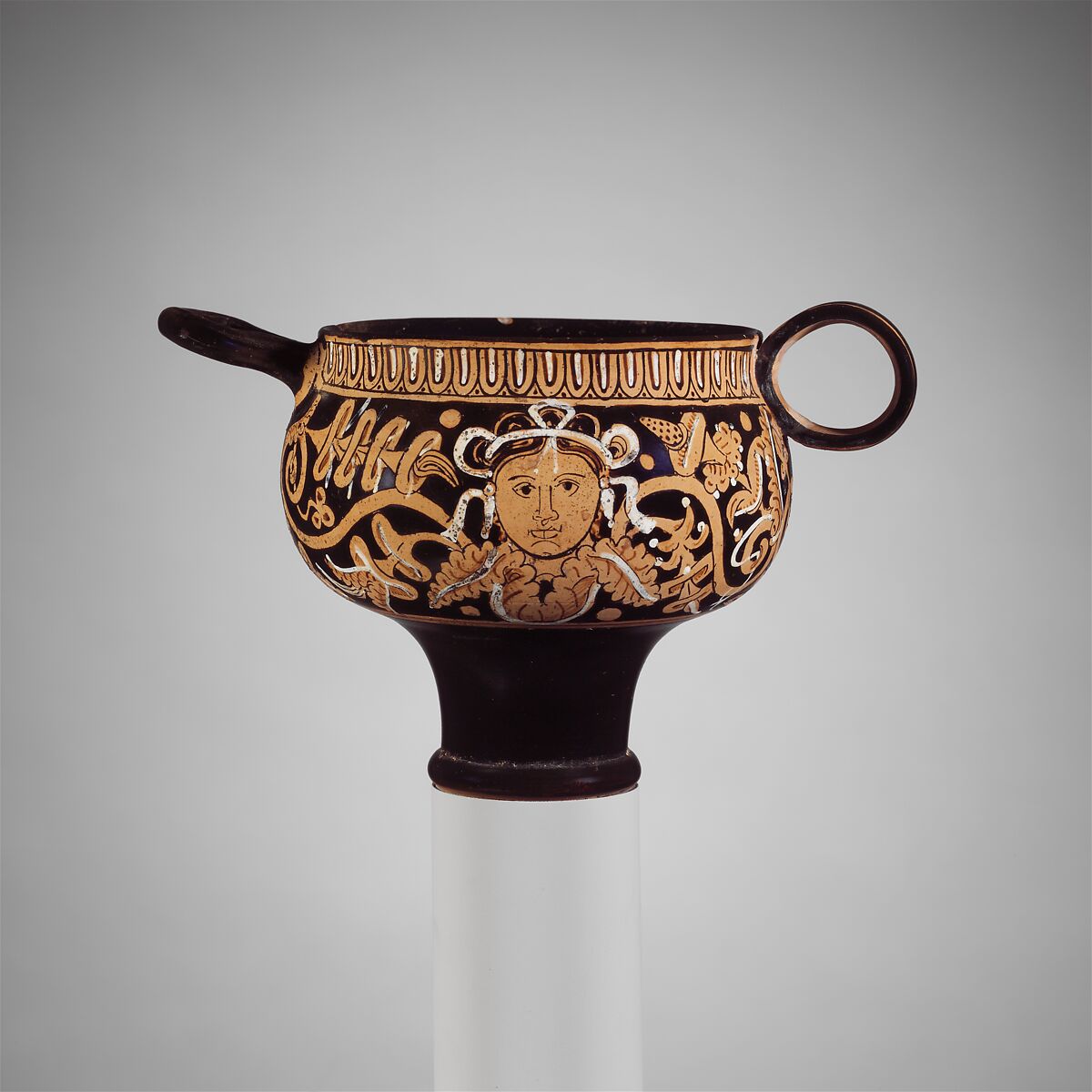 Terracotta skyphos (deep drinking cup), Attributed to the Tondo Group, Terracotta, Etruscan