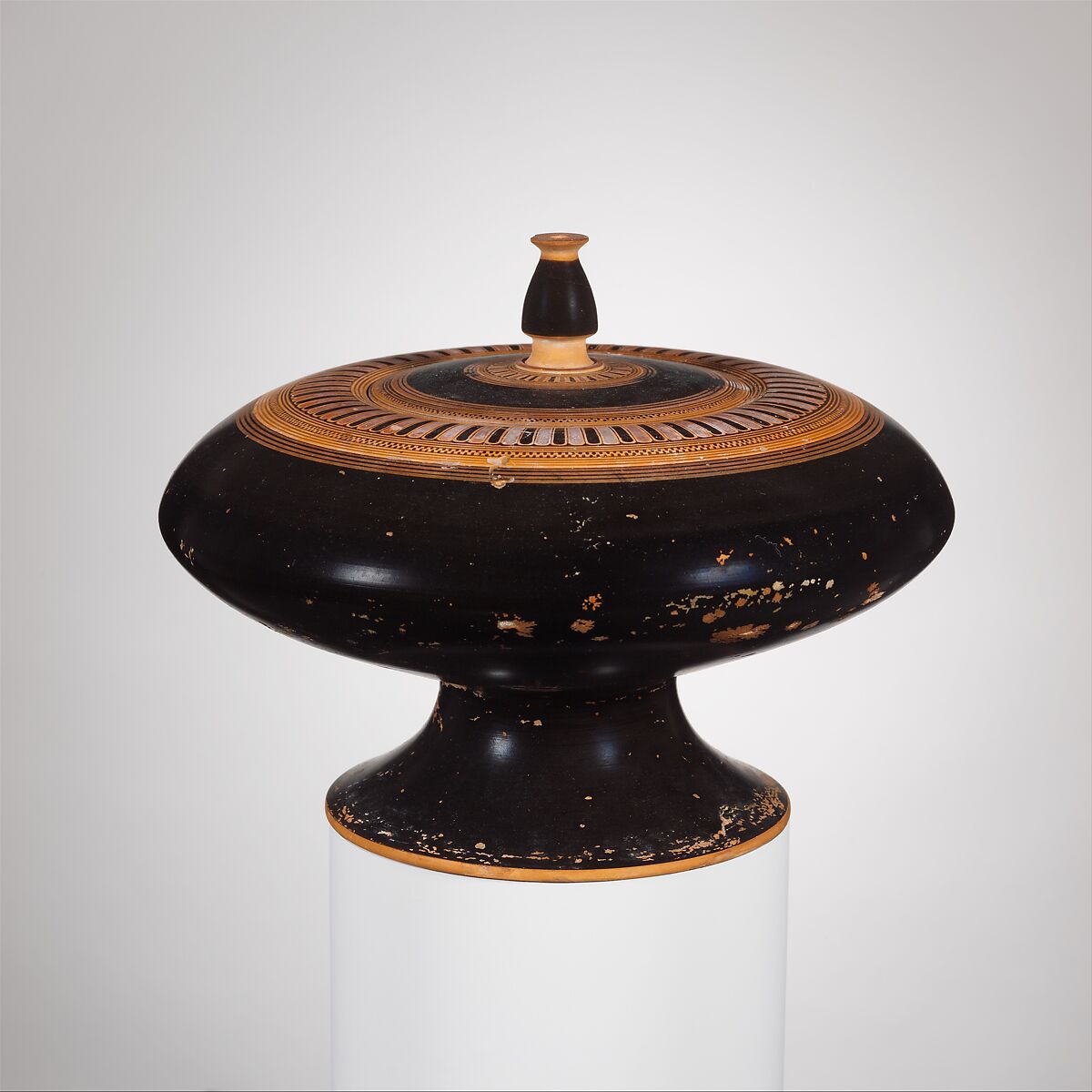 Terracotta plemochoe (vase for perfume), Assigned to Kothons Type A, Terracotta, Greek, Attic 