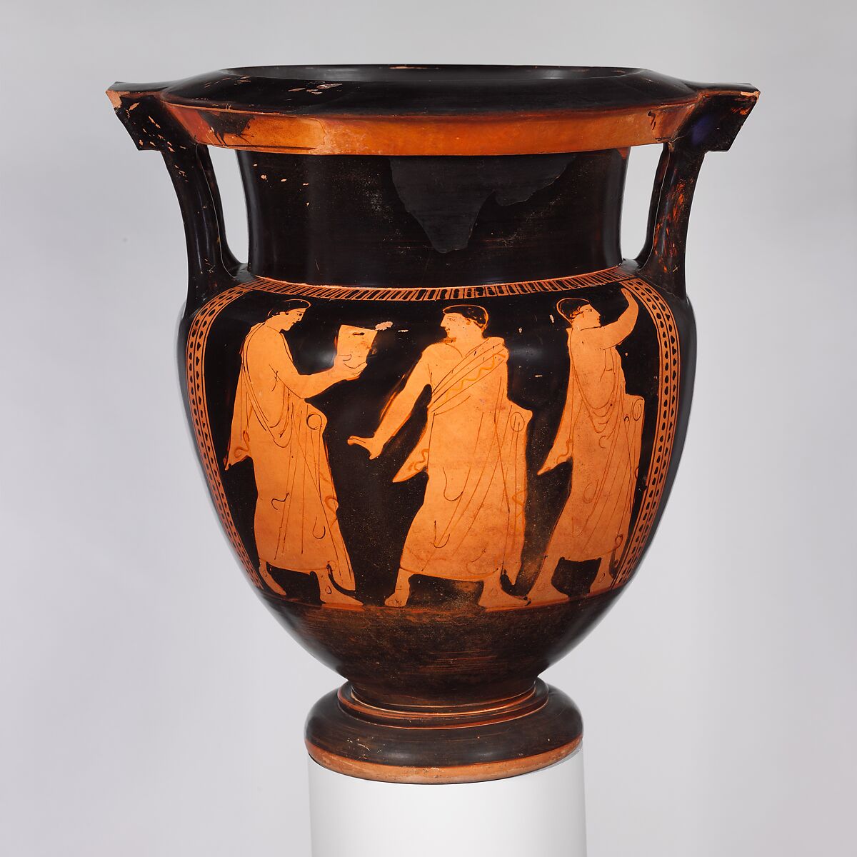 Terracotta column-krater (bowl for mixing wine and water), Attributed to the Marlay Painter, Terracotta, Greek, Attic