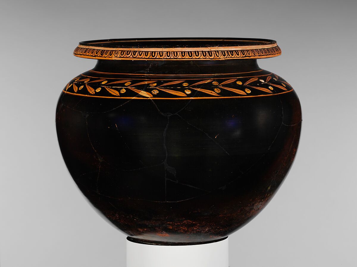 Terracotta lebes (deep bowl), Terracotta, Greek, Attic 