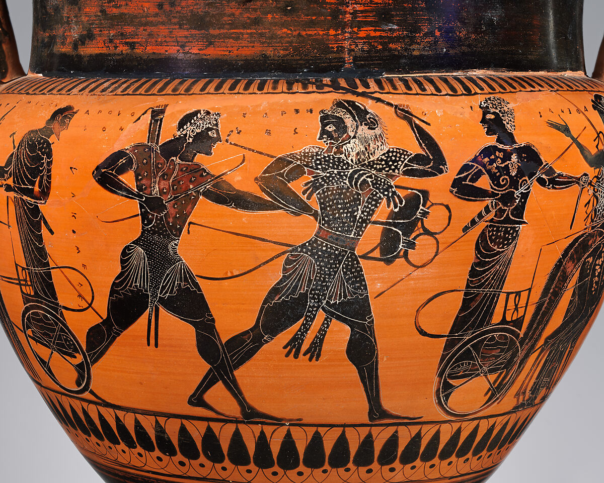 Terracotta column-krater (bowl for mixing wine and water), Attributed to the Lykomedes Painter, Terracotta, Greek, Attic