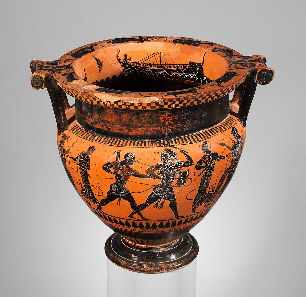 Terracotta column-krater (bowl for mixing wine and water), Attributed to the Lykomedes Painter, Terracotta, Greek, Attic