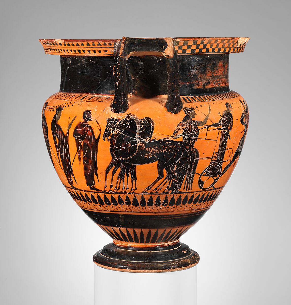 Terracotta column-krater (bowl for mixing wine and water), Attributed to the Lykomedes Painter, Terracotta, Greek, Attic