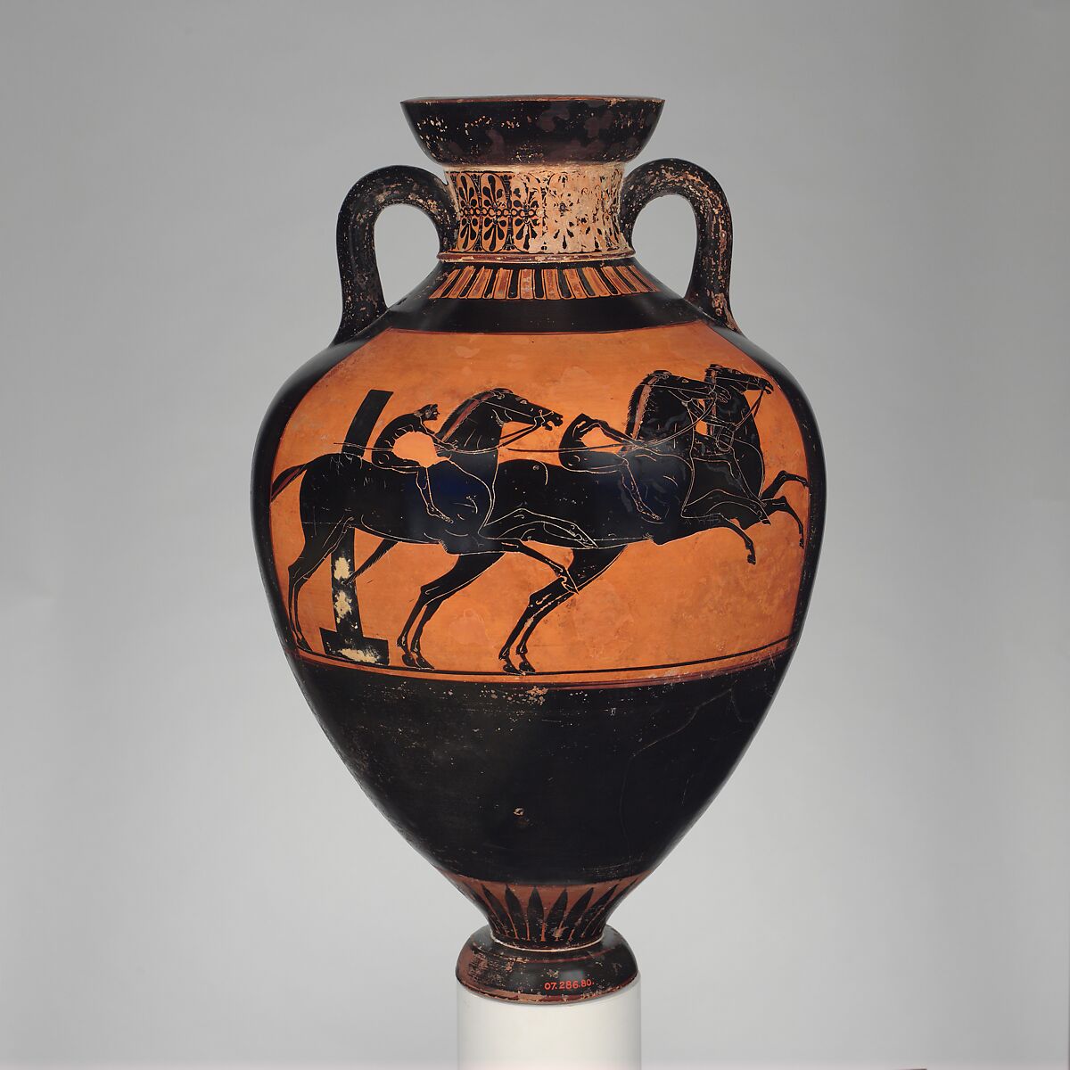 Attributed to the Leagros Group Terracotta Panathenaic prize amphora