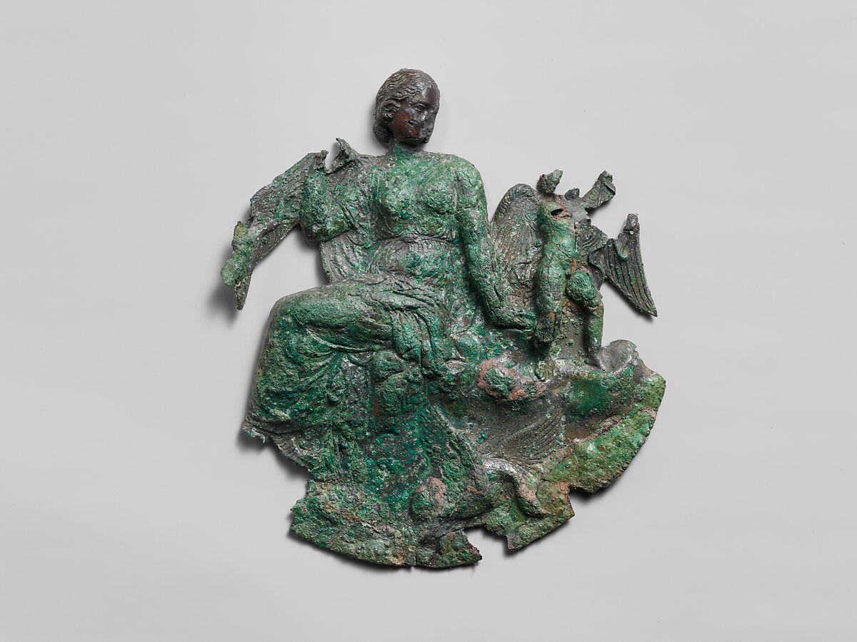 Bronze relief from a mirror, Bronze, Greek 