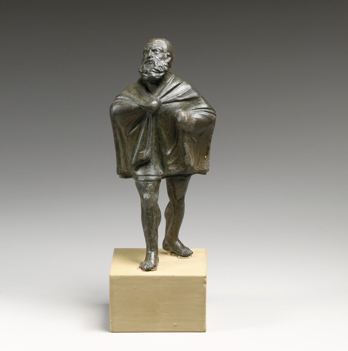 Bronze statuette of a draped man, Bronze, Greek or Roman