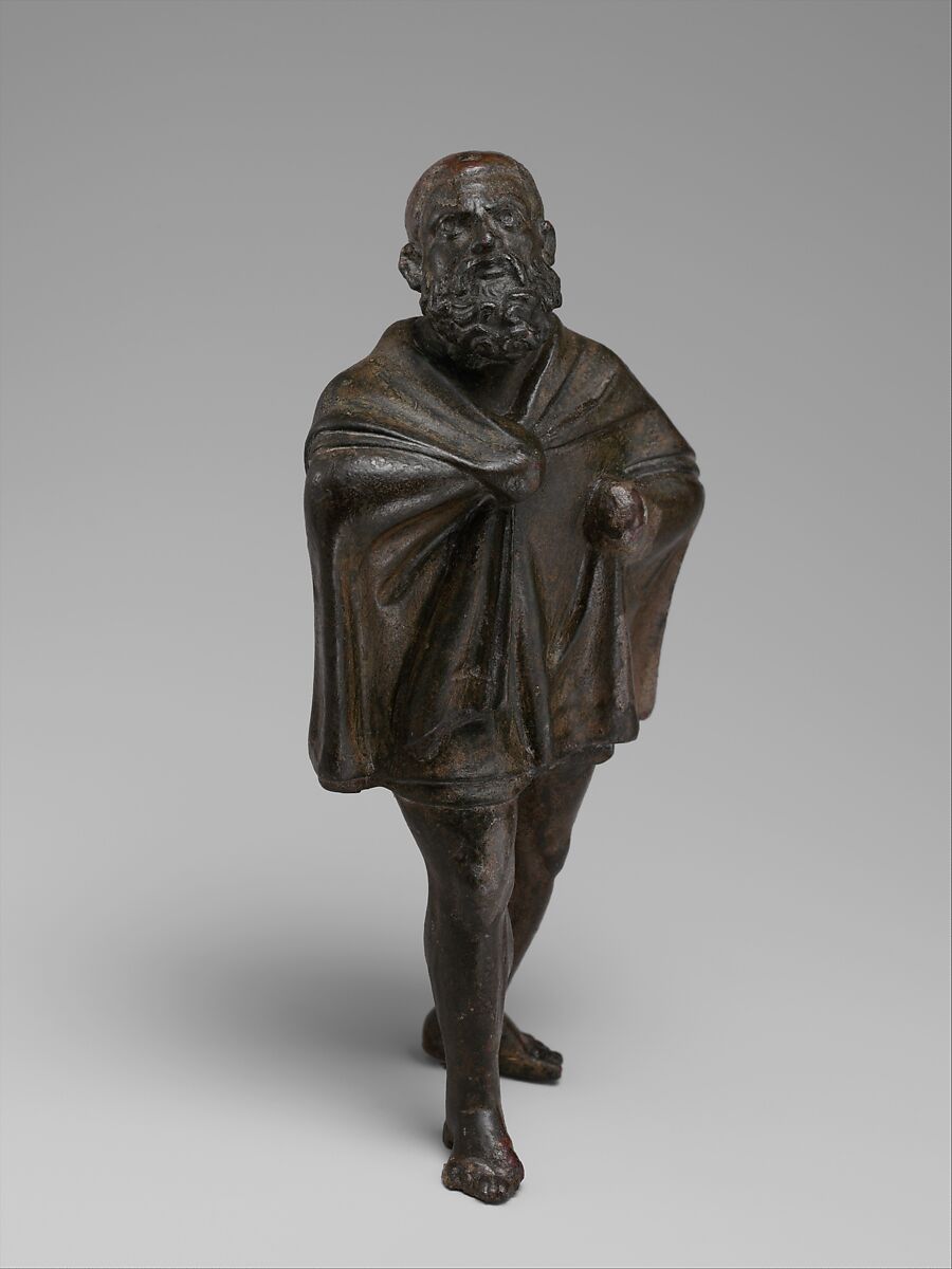 Bronze statuette of a draped man, Bronze, Greek or Roman 