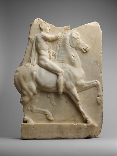 Marble relief of a horseman