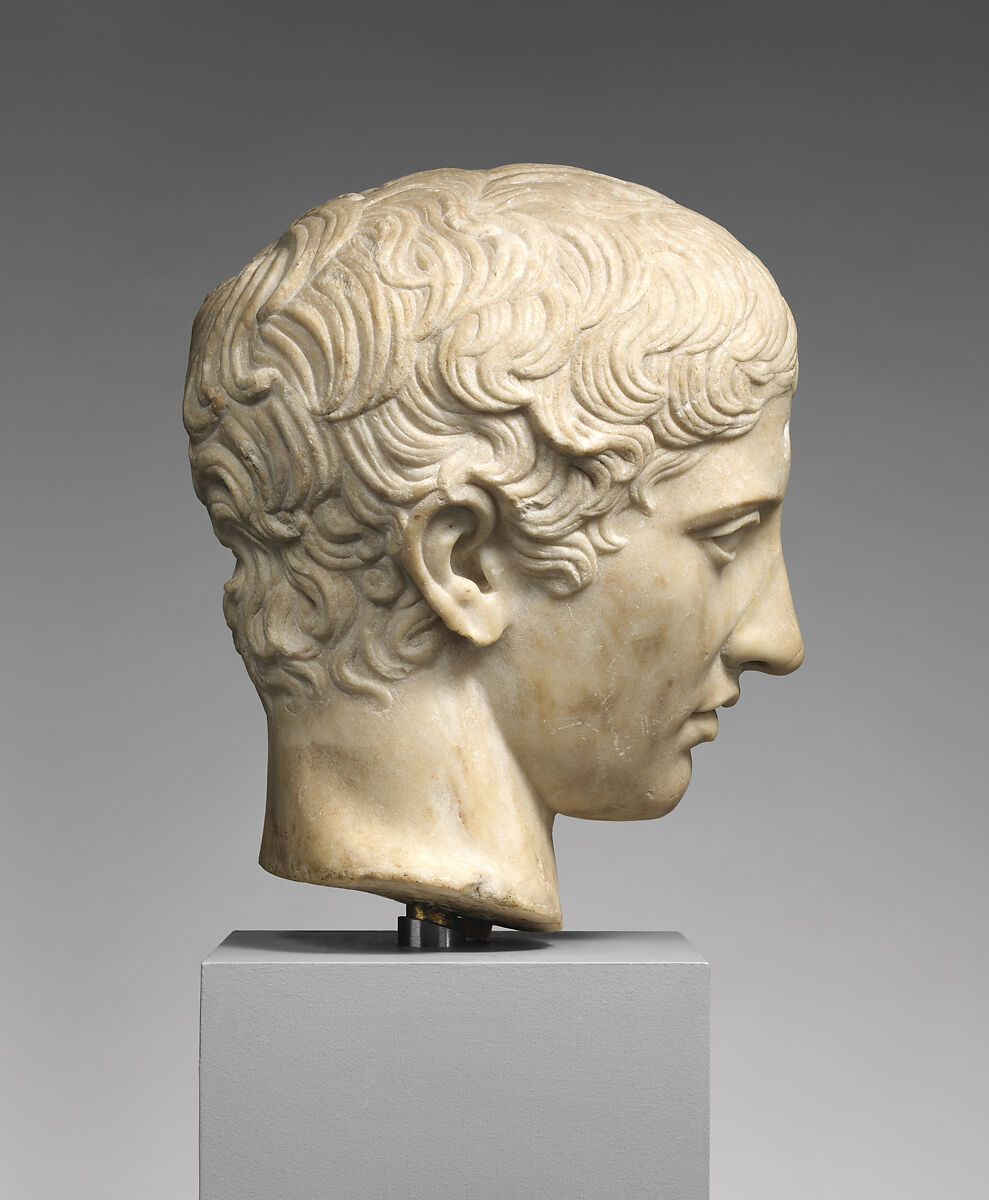 Marble head of a youth, Copy of work attributed to Polykleitos, Marble, Roman