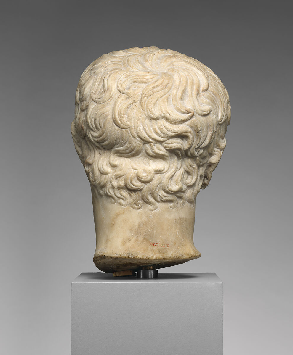 Marble head of a youth, Copy of work attributed to Polykleitos, Marble, Roman