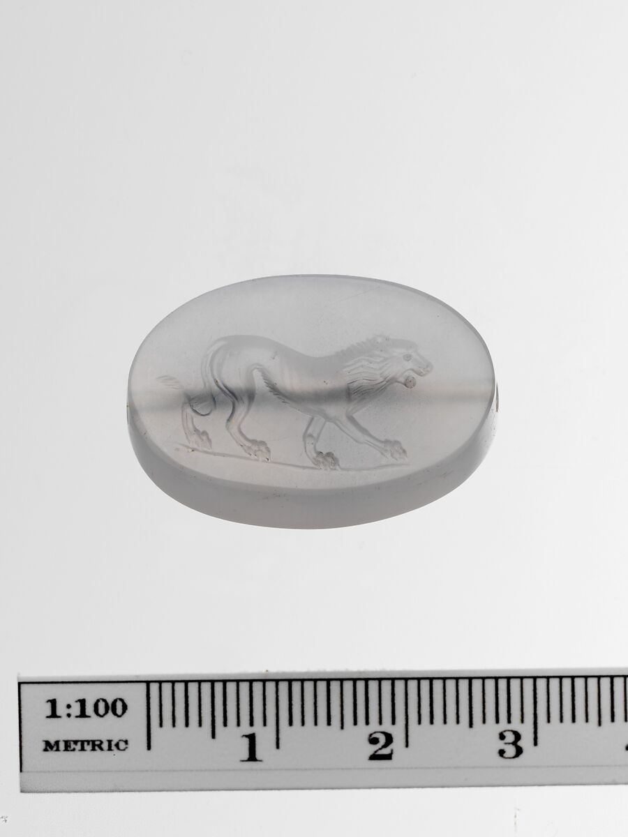 Chalcedony scaraboid seal, Chalcedony, Greek, Ionian ? 