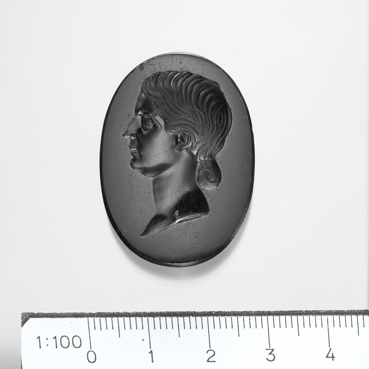 Black jasper intaglio portrait of a Roman lady, Jasper, black, Roman 