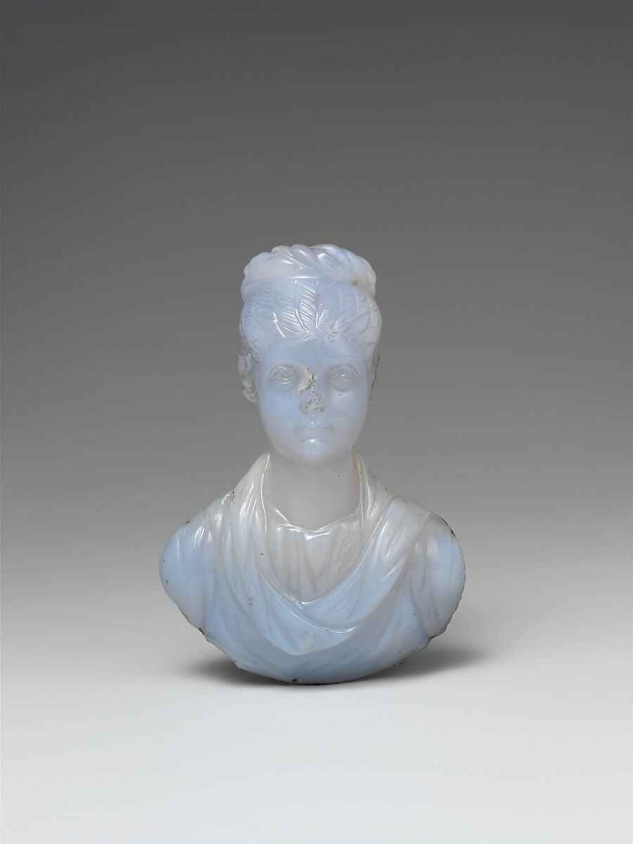 Chalcedony portrait bust of a young woman, Chalcedony, Roman