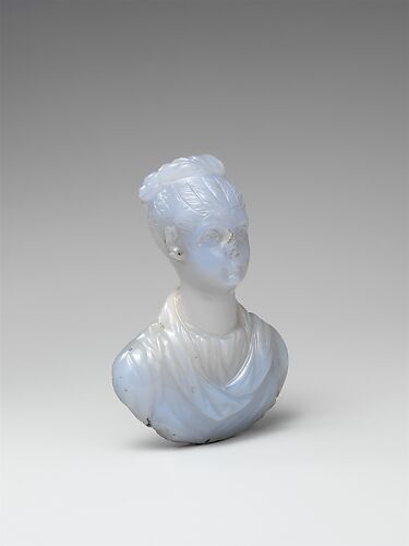 Chalcedony portrait bust of a young woman